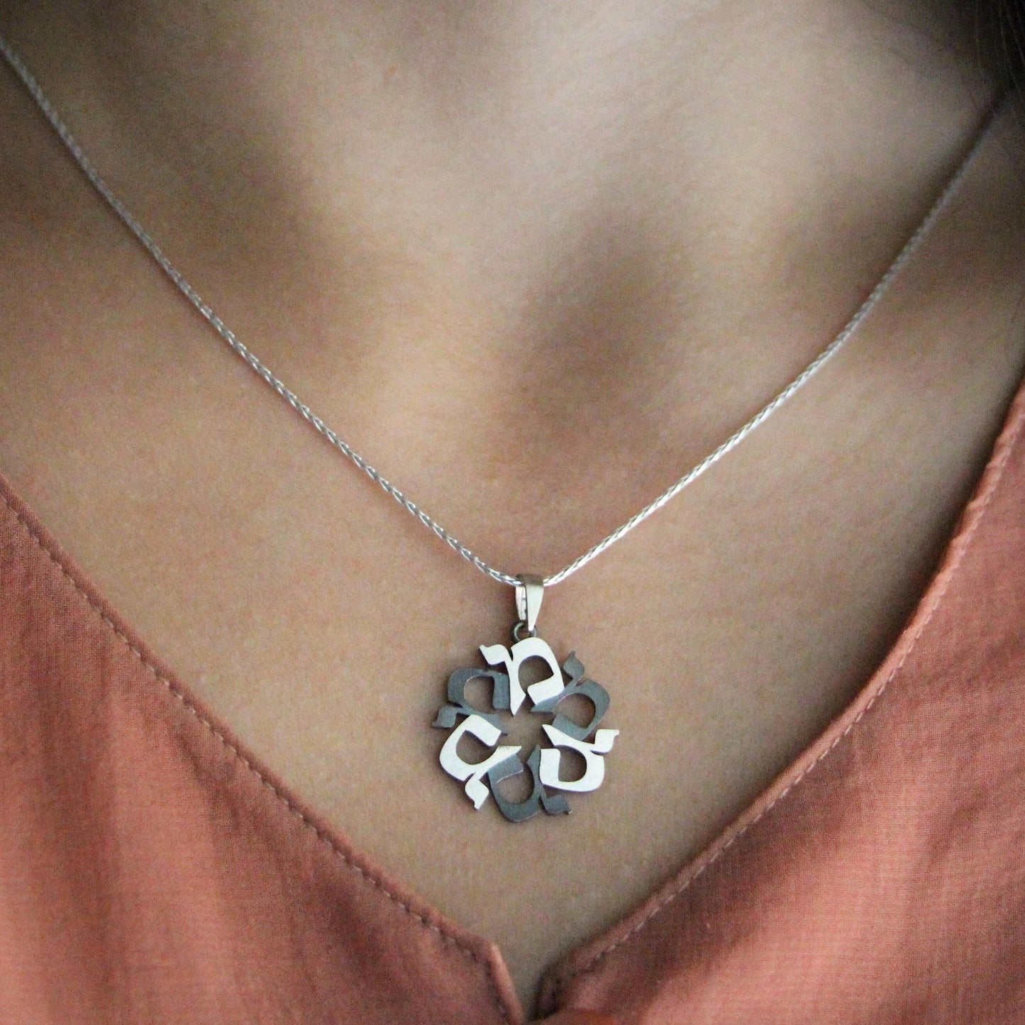 Silver Hebrew Star of David Necklace