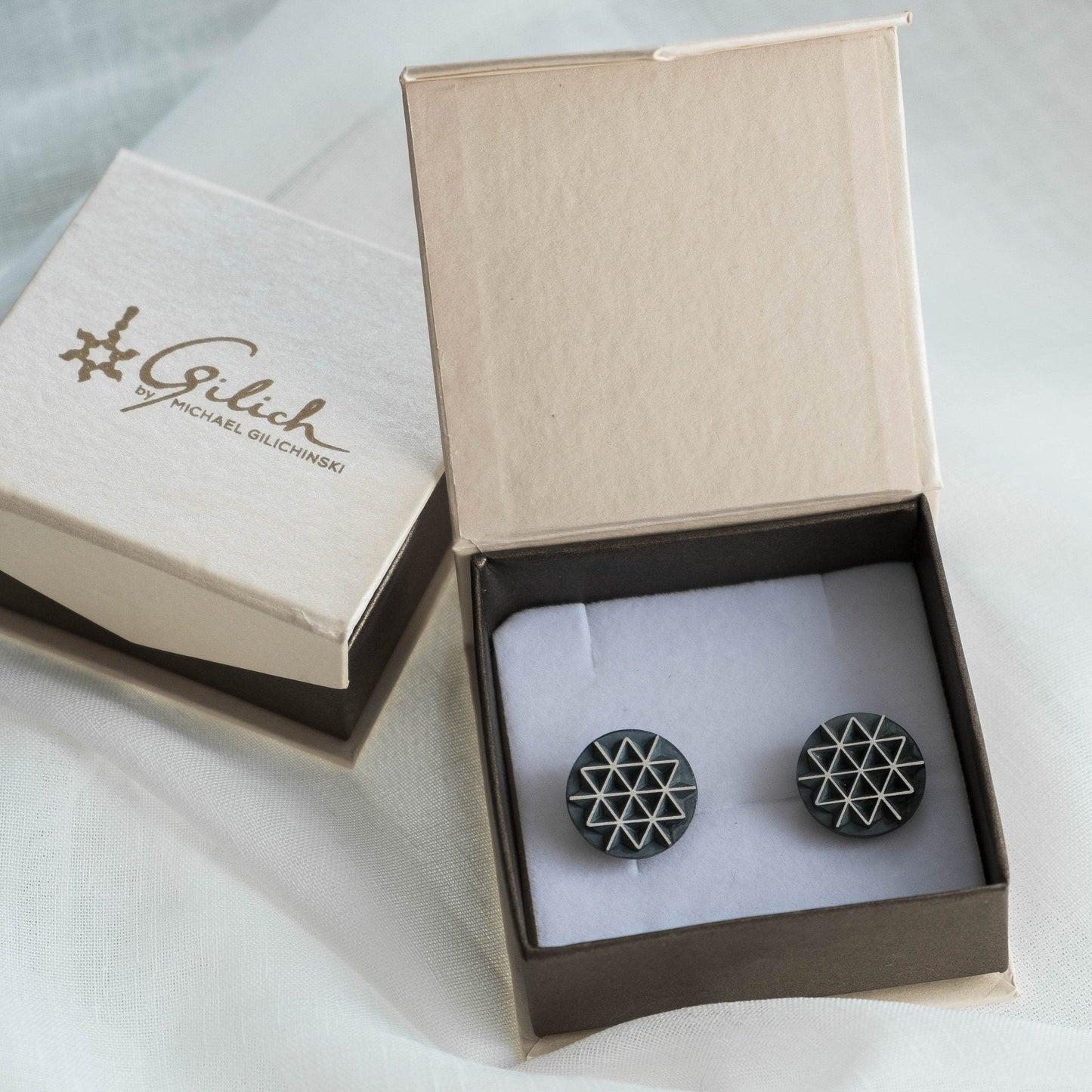 Geometric Star of David cufflinks