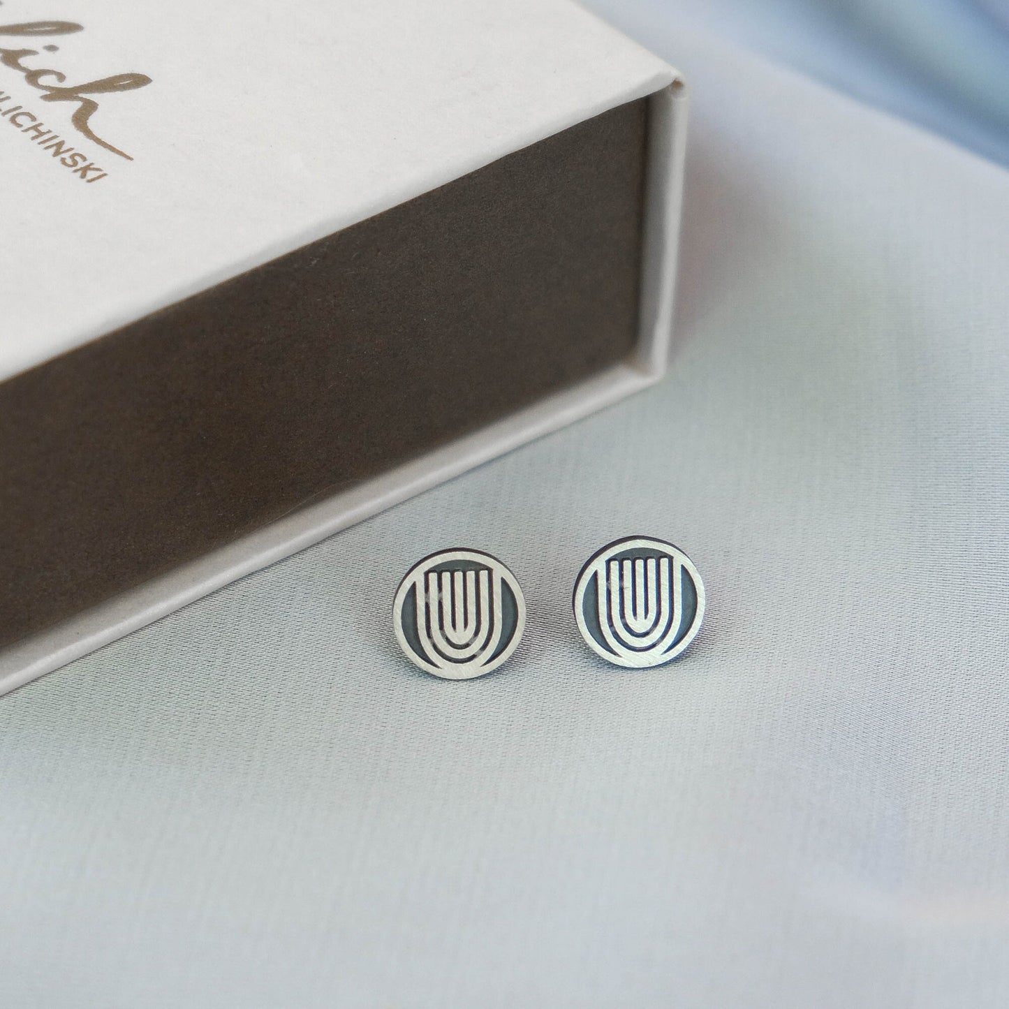 Silver Menorah Stud Earrings