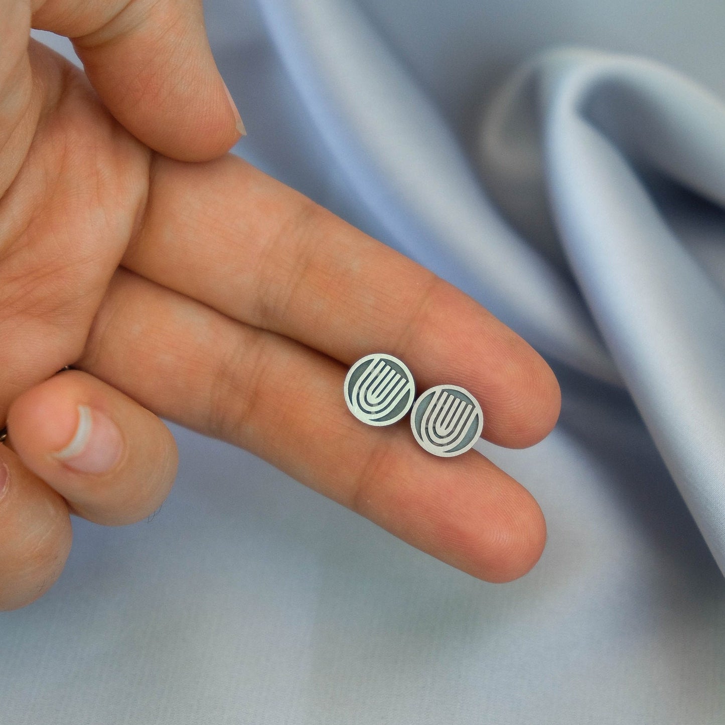 Silver Menorah Stud Earrings