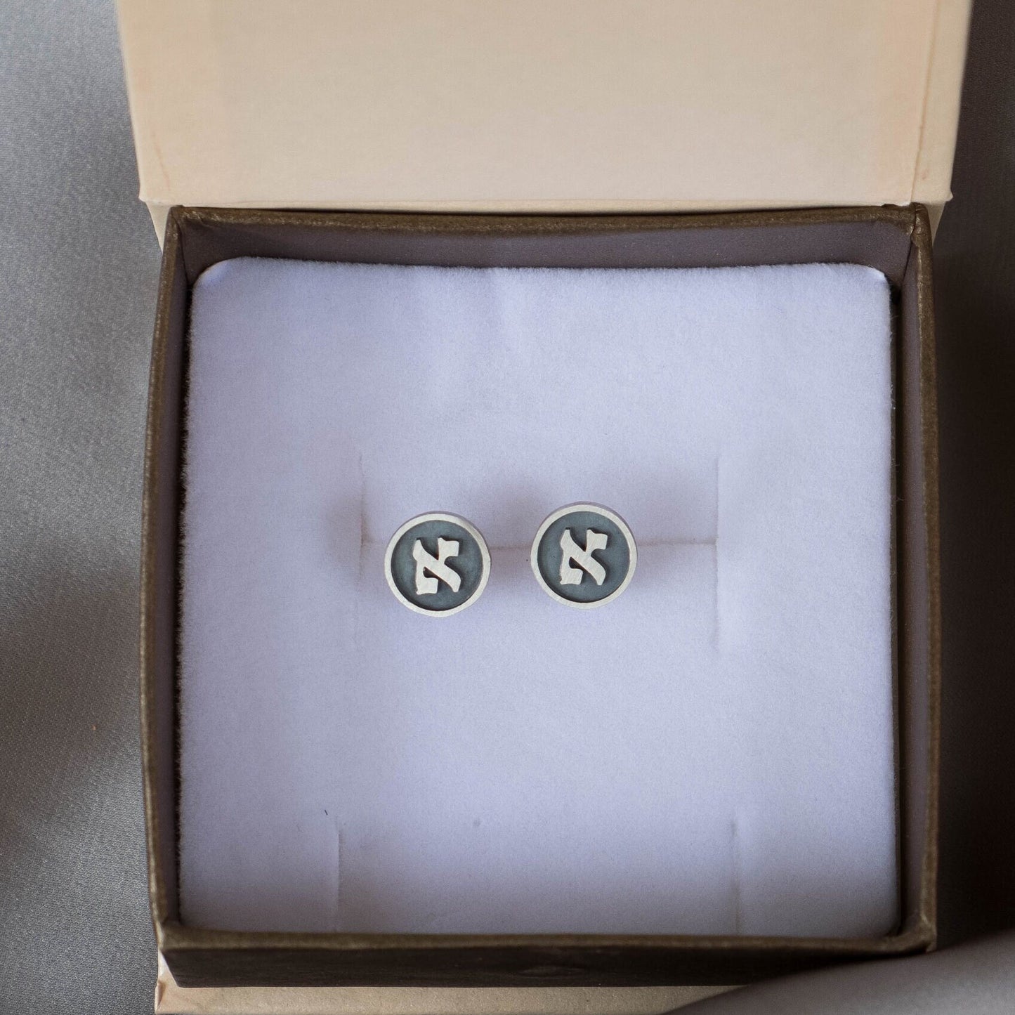 Alphabet stud Custom hebrew earrings Jewish girl gift