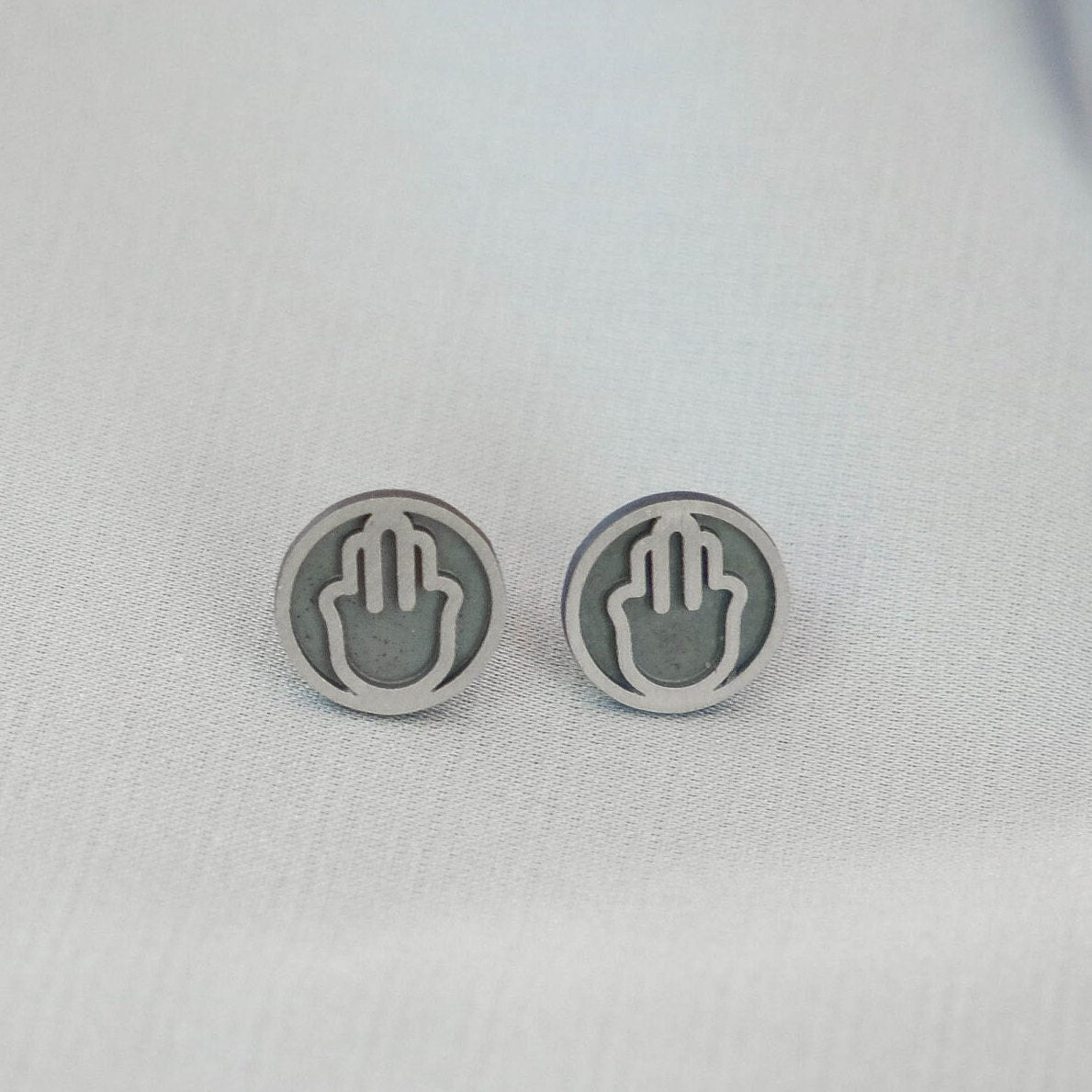 Hamsa Silver Stud Earrings