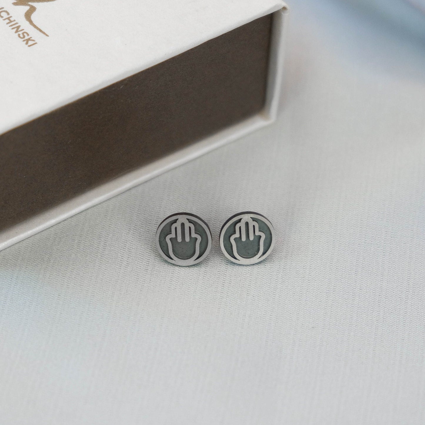 Hamsa Silver Stud Earrings