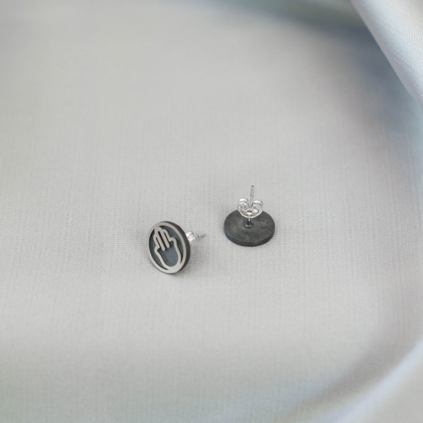 Hamsa Silver Stud Earrings