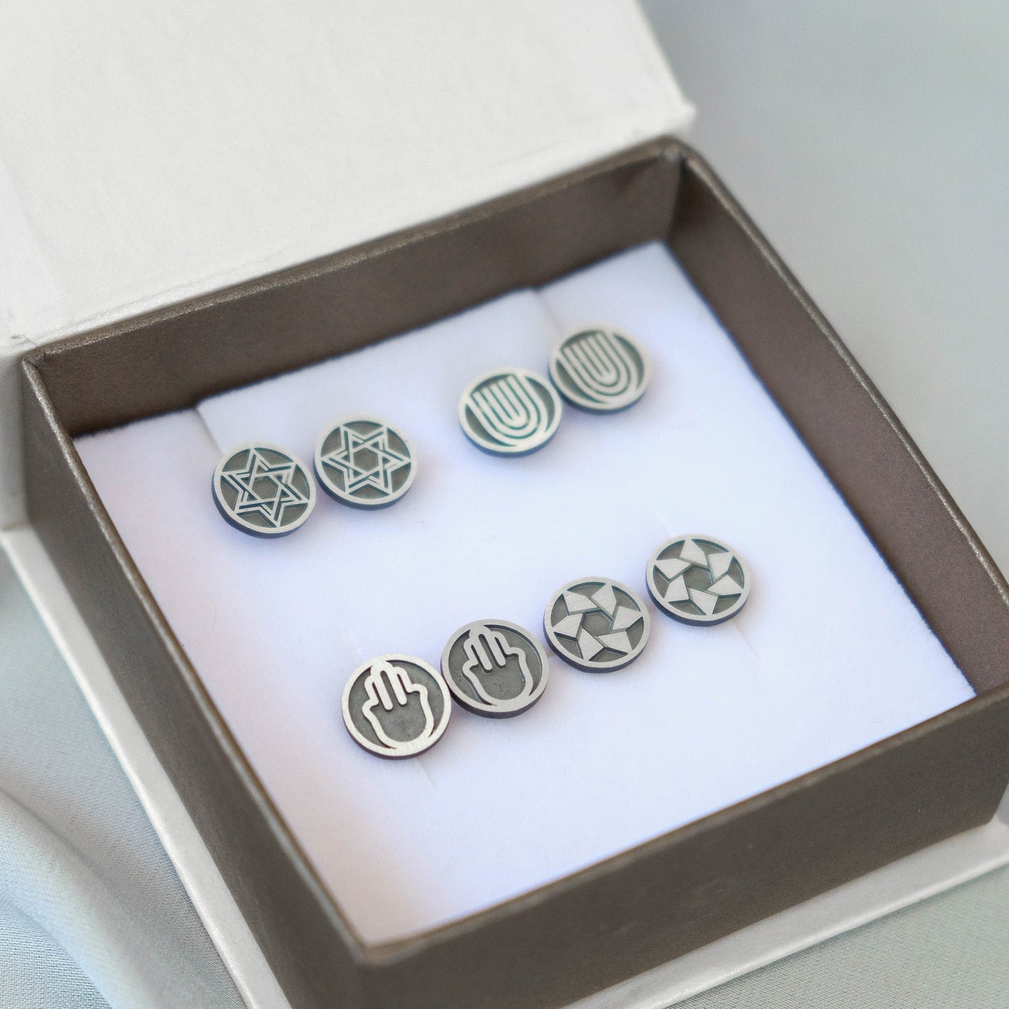 Hamsa Silver Stud Earrings