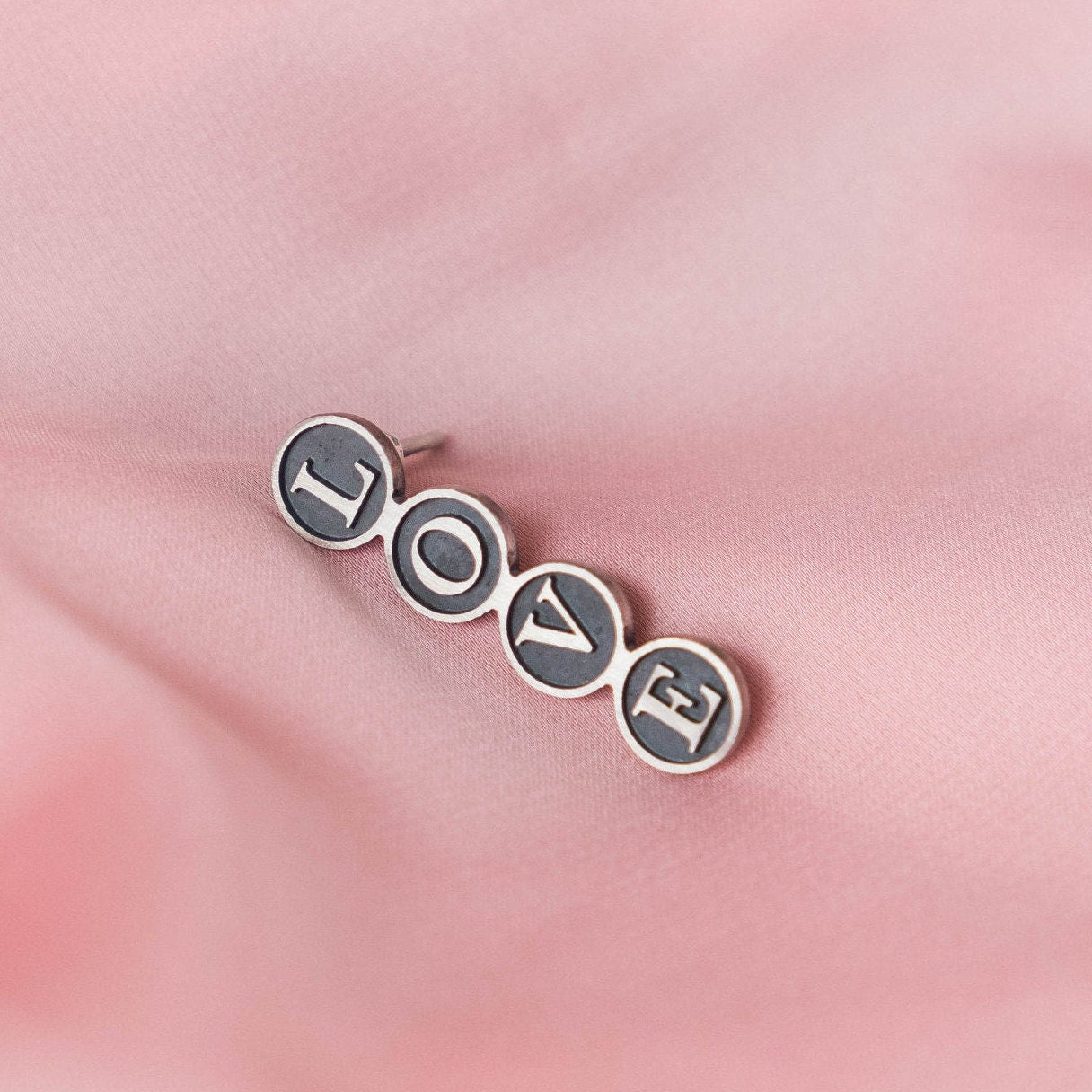 Love hebrew earrings Jewish jewelry Delicate silver earrings