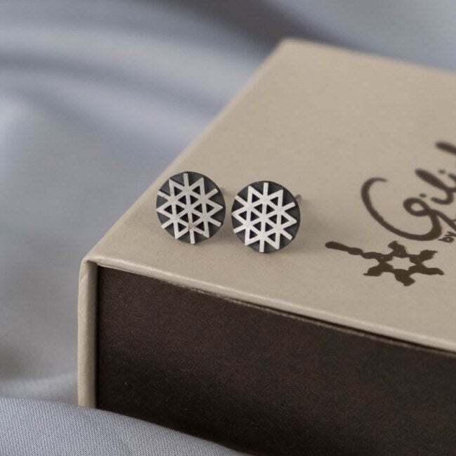 Jewish star earrings Geometric studs Triangle earrings Kabbalah earrings