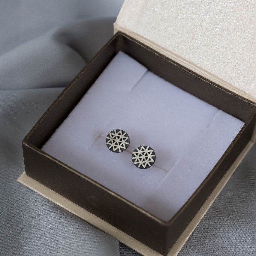 Jewish star earrings Geometric studs Triangle earrings Kabbalah earrings