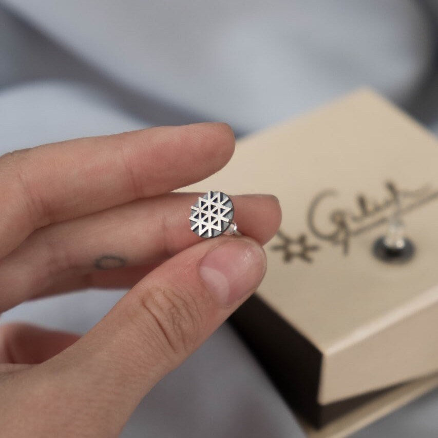 Jewish star earrings Geometric studs Triangle earrings Kabbalah earrings