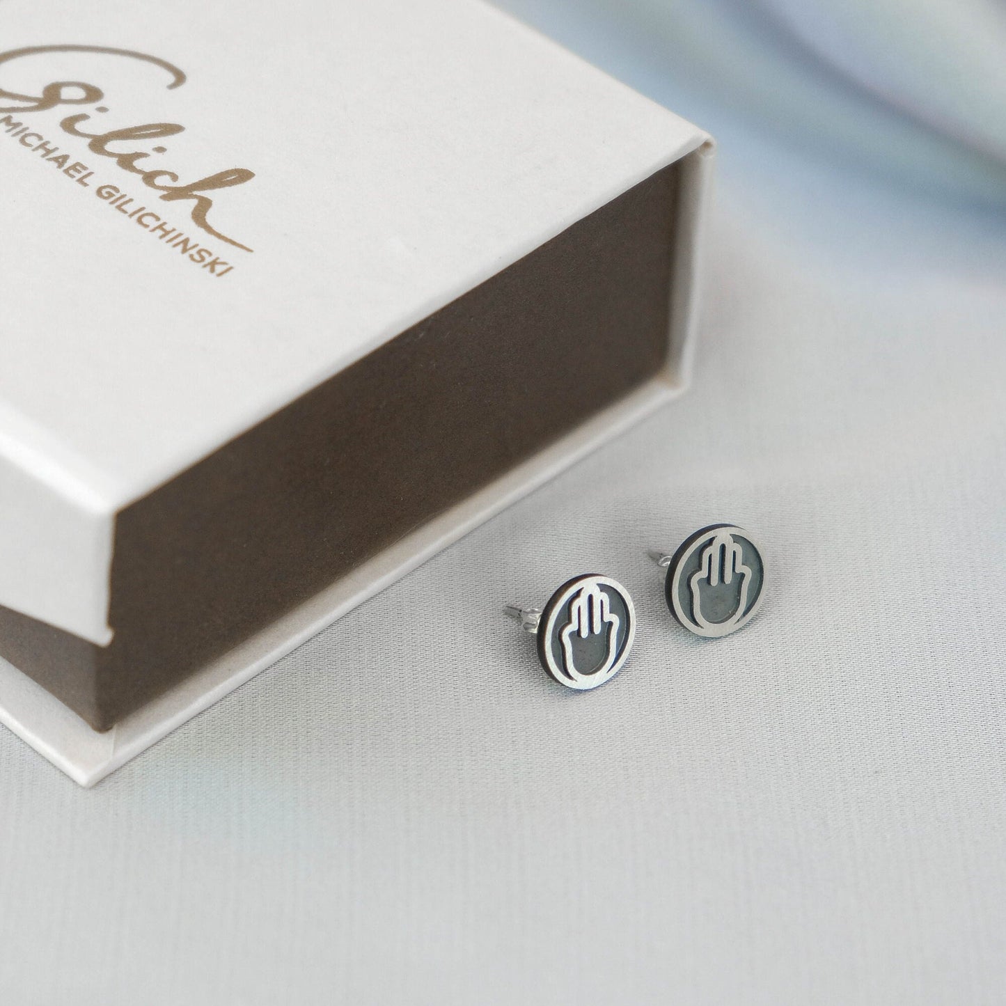 Hamsa Silver Stud Earrings