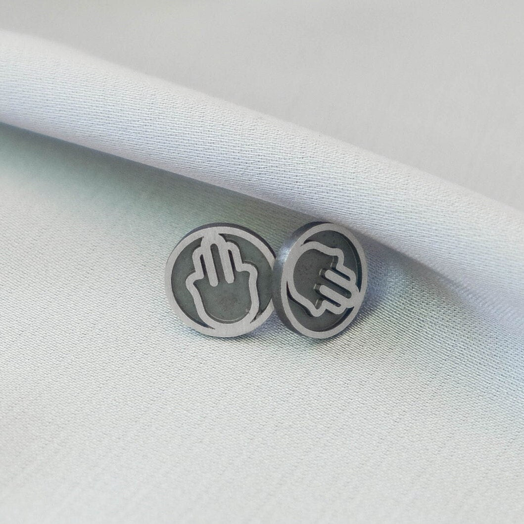 Hamsa Silver Stud Earrings