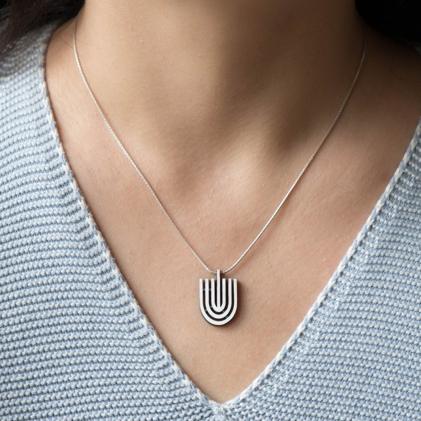Jewish amulet Menorah pendant Passover silver gift Silver judaica necklace Stand with Israel Judaica jewelry Bar mitzvah gift