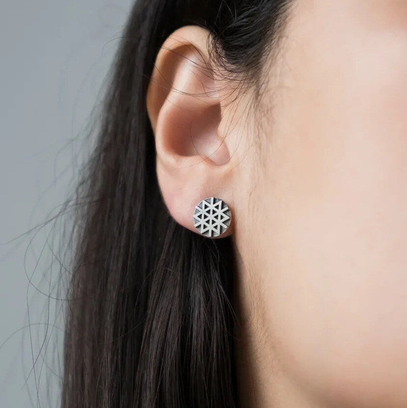 Jewish star earrings Geometric studs Triangle earrings Kabbalah earrings