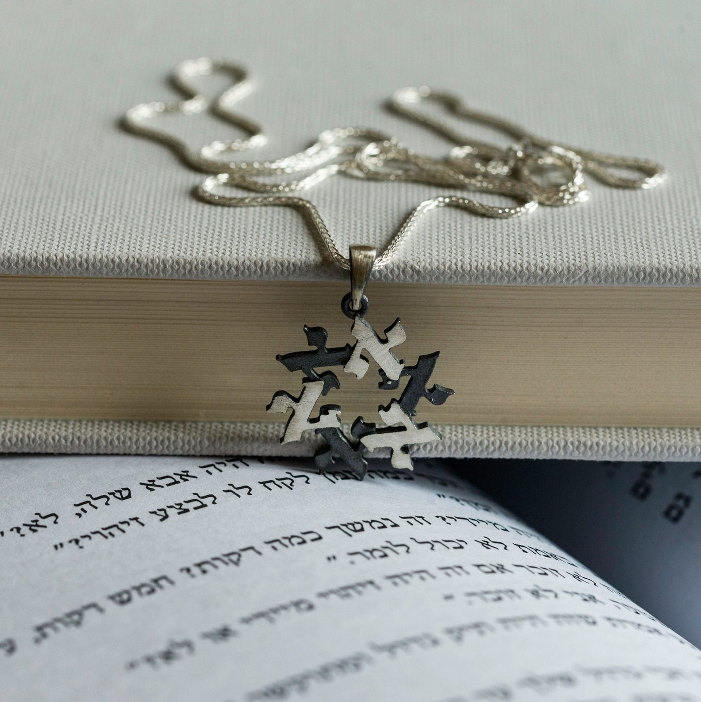 Hebrew Letter Necklace - Silver Star of David