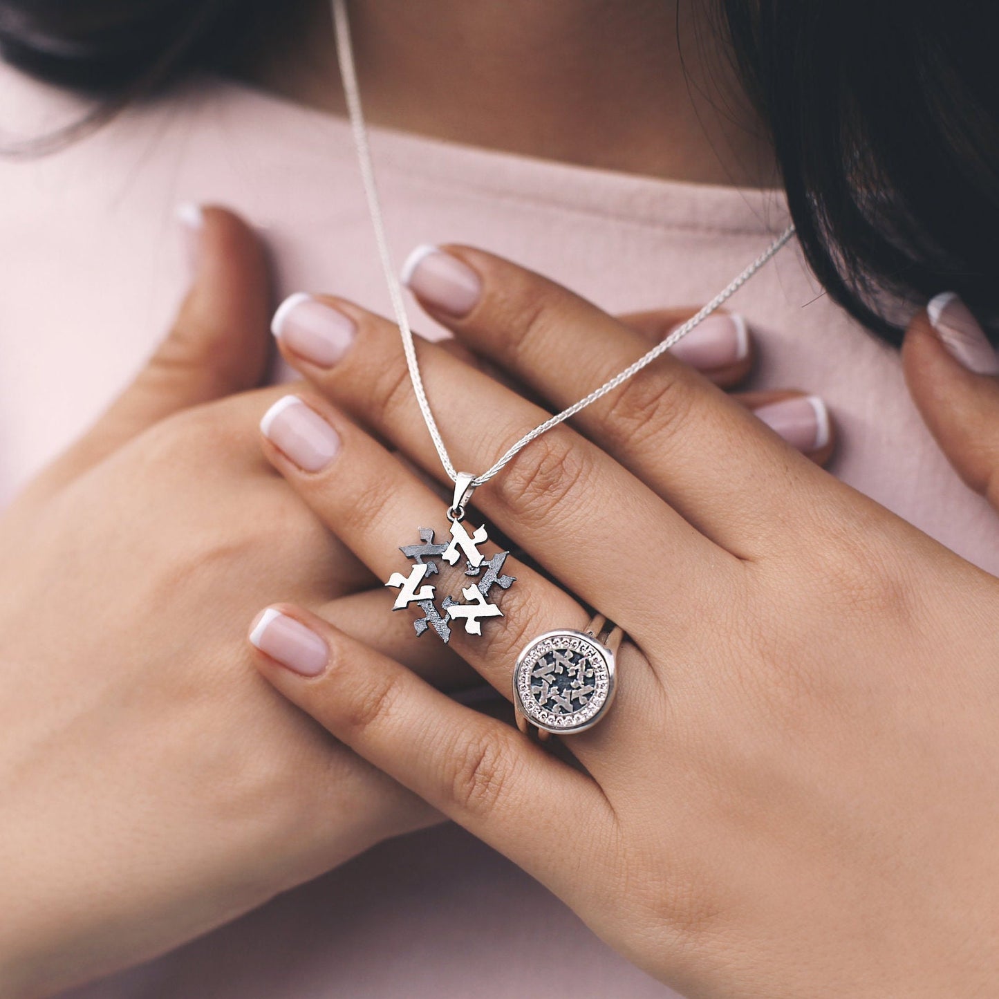 Hebrew Letter Necklace - Silver Star of David