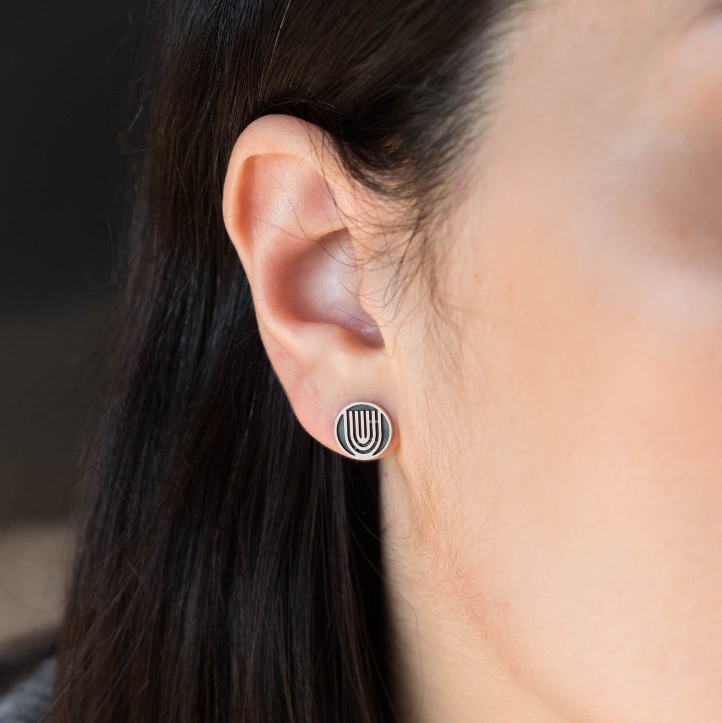 Silver Menorah Stud Earrings