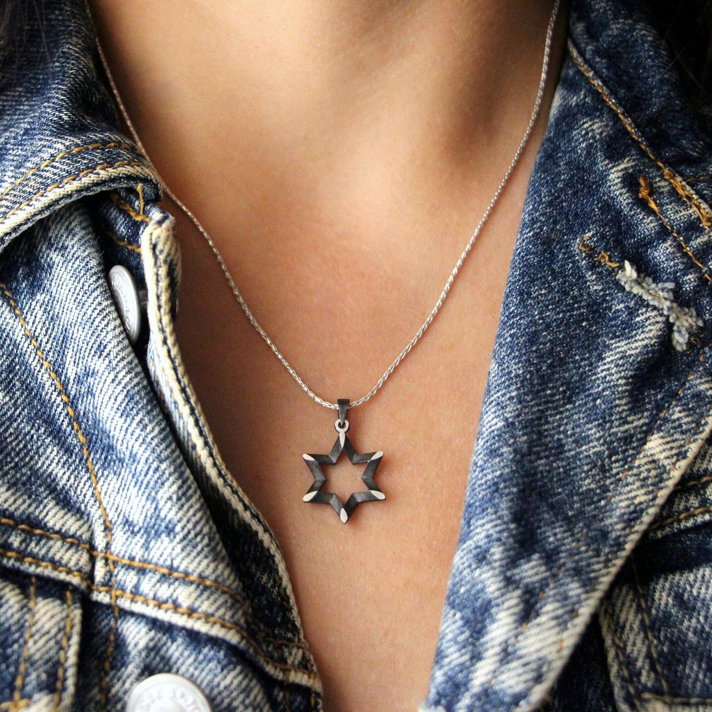 Sharp Star of David Necklace
