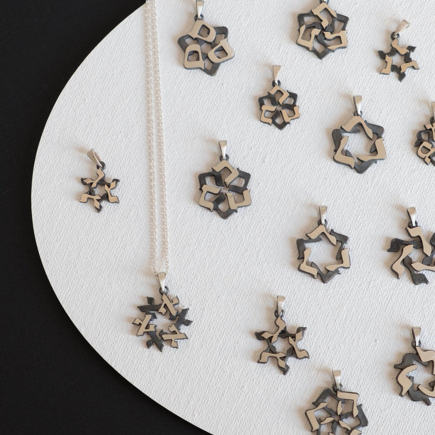 Hebrew Letter Necklace - Silver Star of David