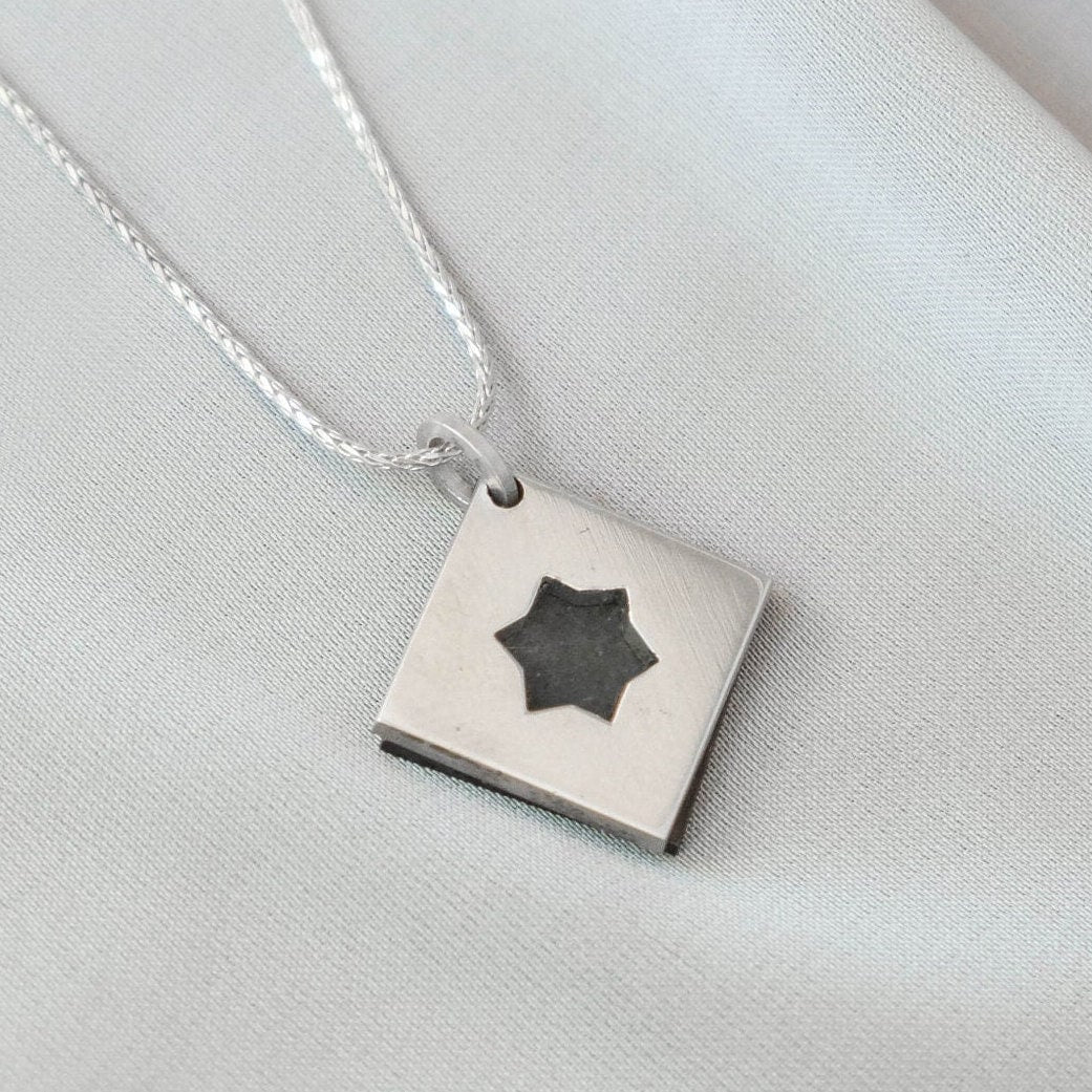 Silver Magen David – Movable Square Star Necklace