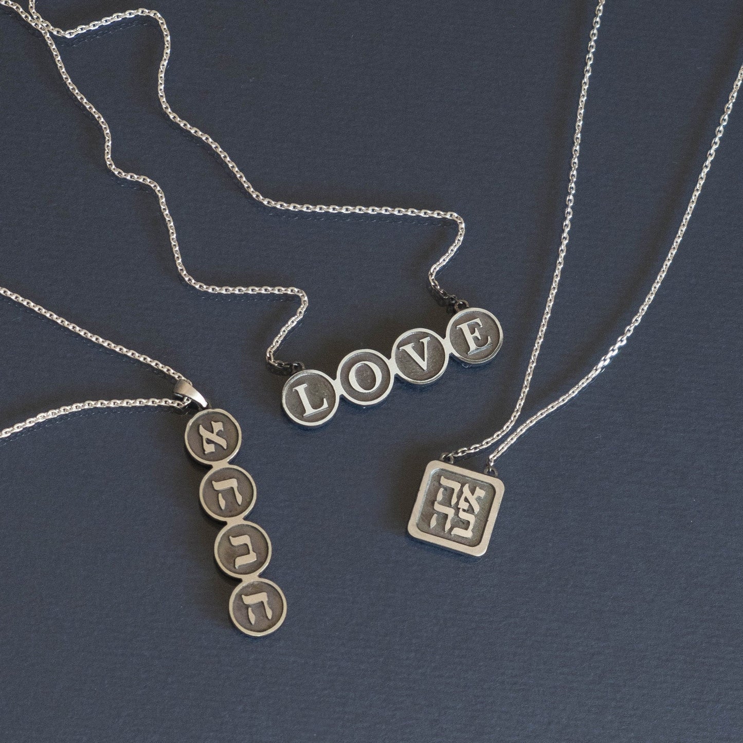 Ahava Hebrew Necklace - Love Silver Pendant