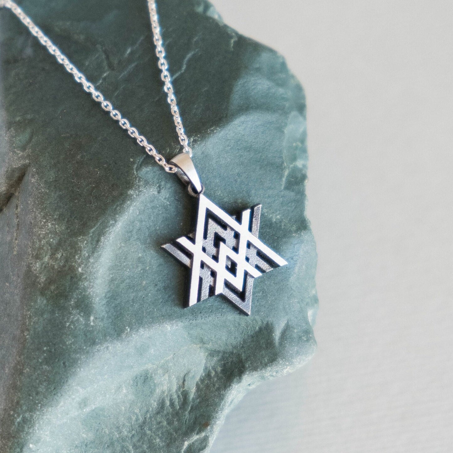 Silver Magen David Menorah Necklace