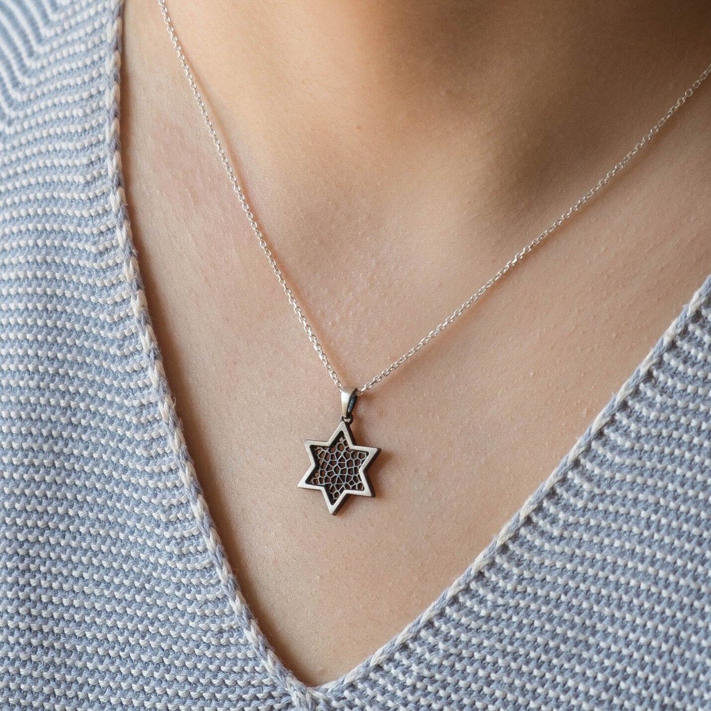 Filigree Silver Star of David