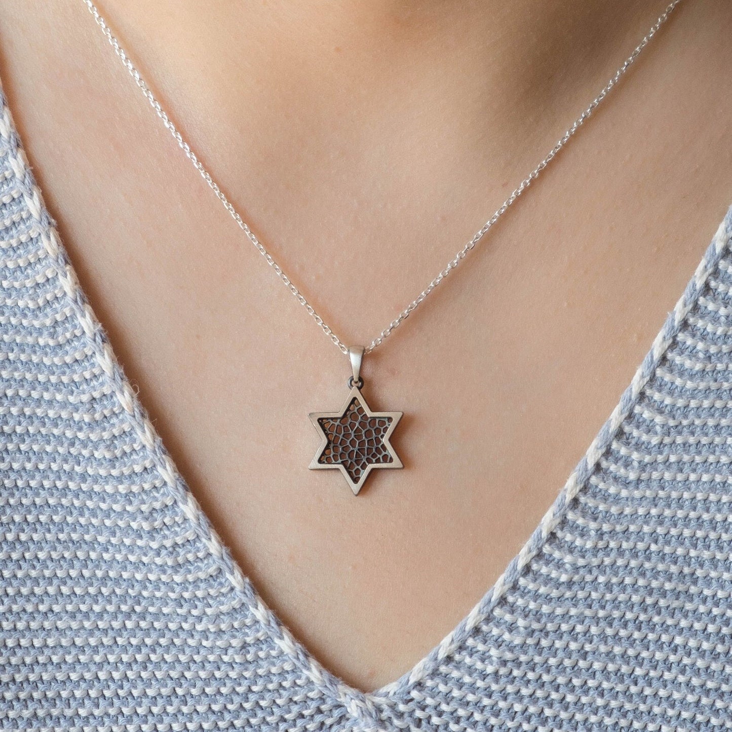 Filigree Silver Star of David