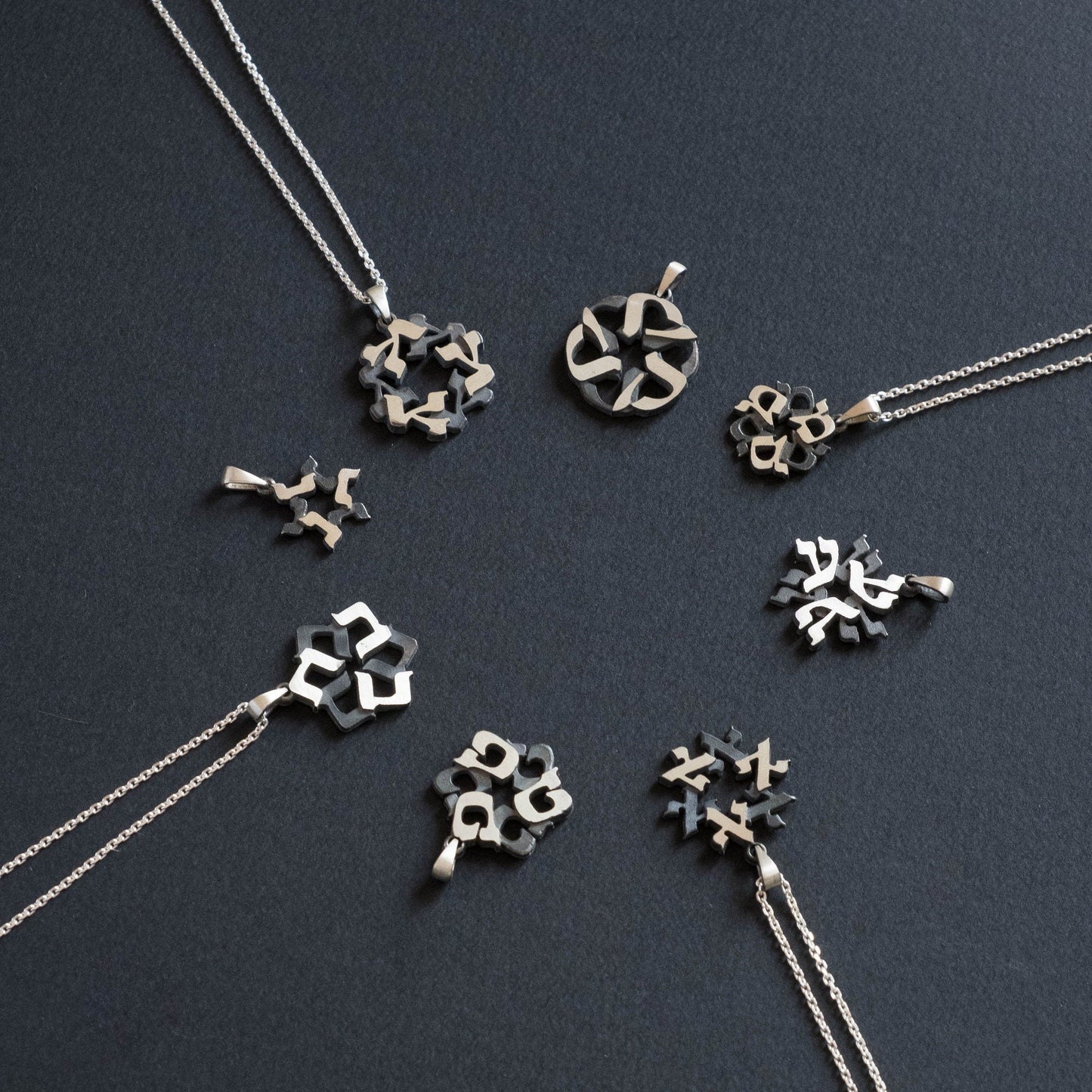 Hebrew Letter Necklace - Silver Star of David