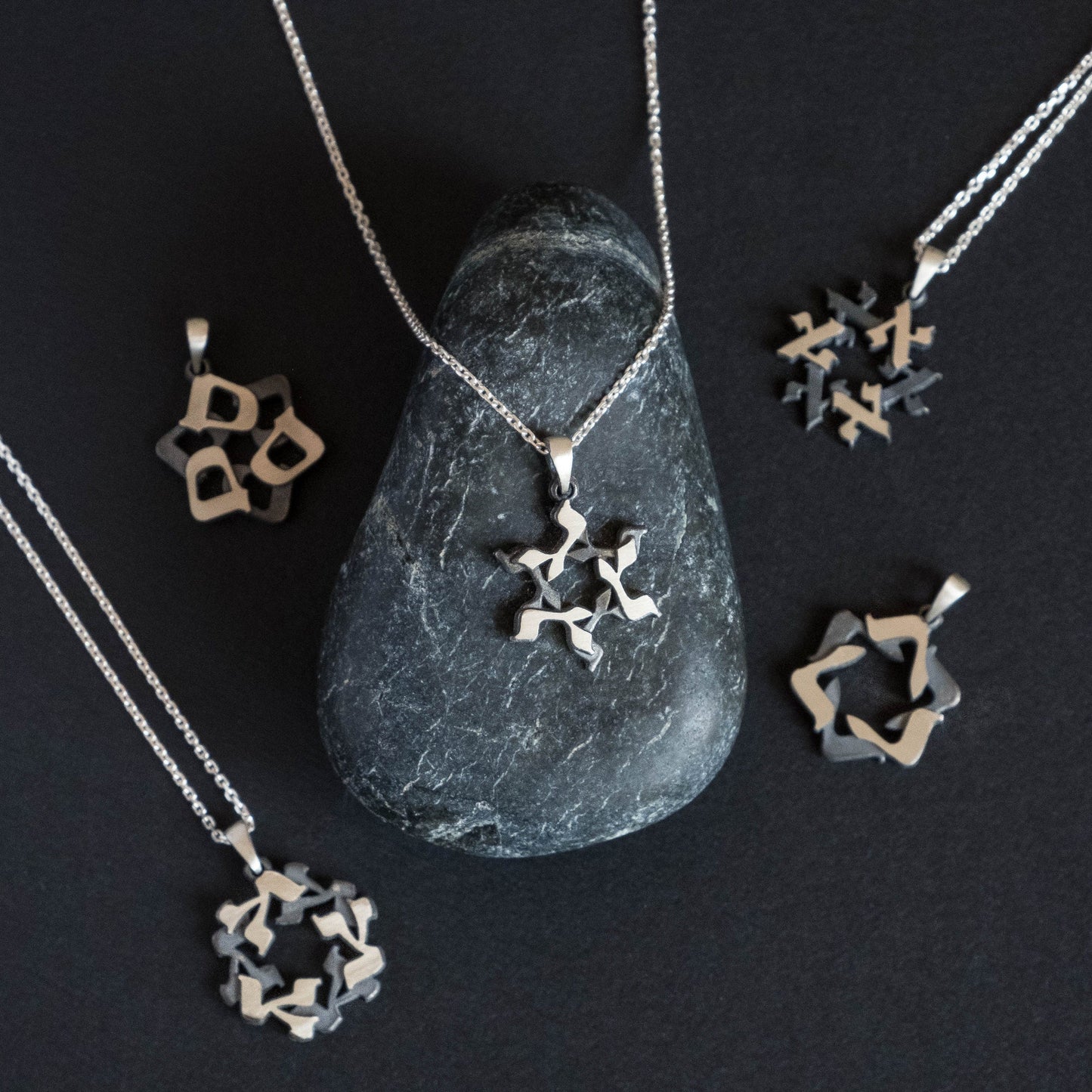 Hebrew Letter Necklace - Silver Star of David