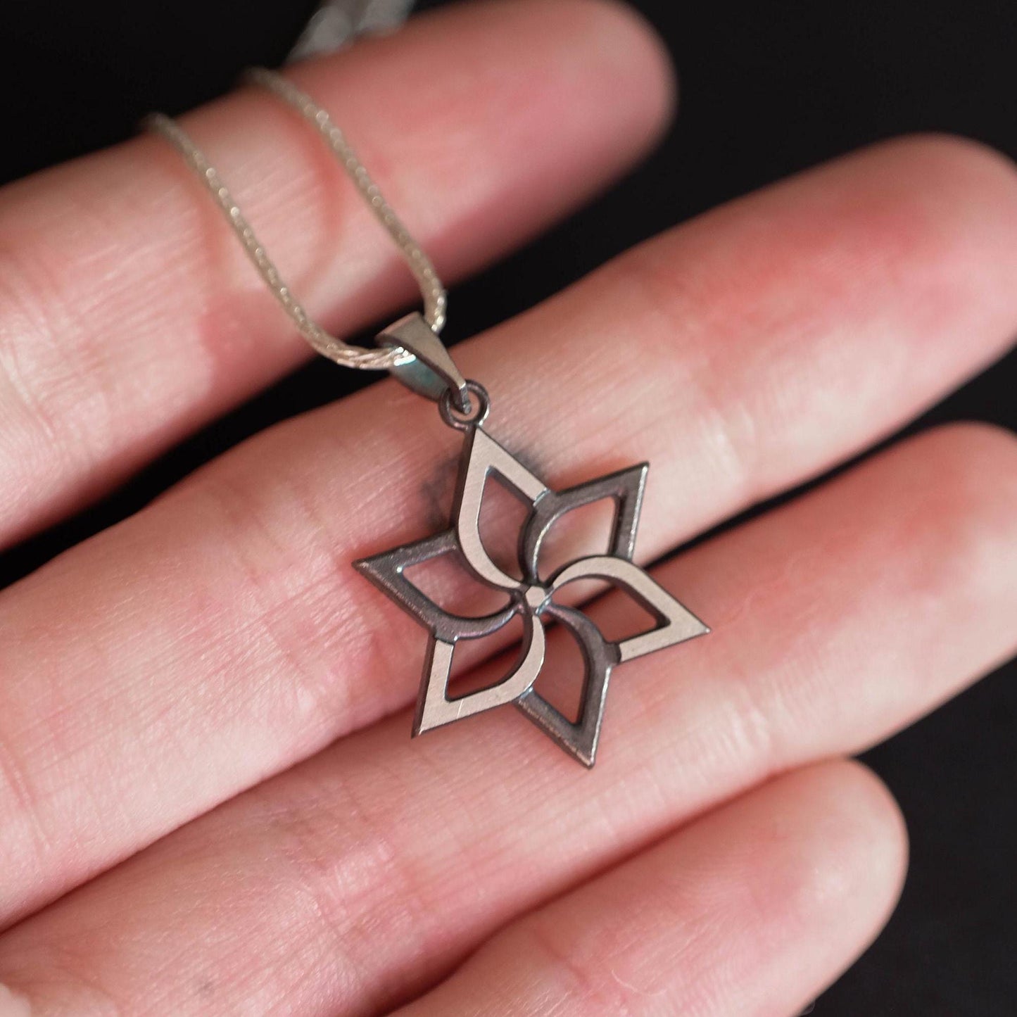 black white star of david, silver magen david, jewish gift, stand with israel, judaica necklace silver, classic magen david, gilich judaica