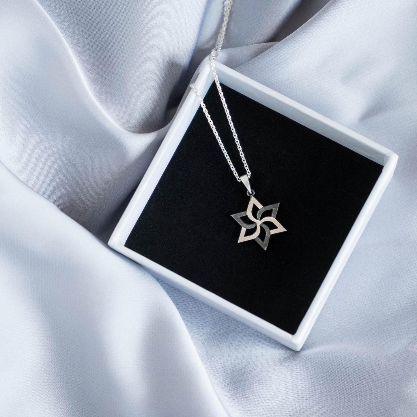 black white star of david, silver magen david, jewish gift, stand with israel, judaica necklace silver, classic magen david, gilich judaica