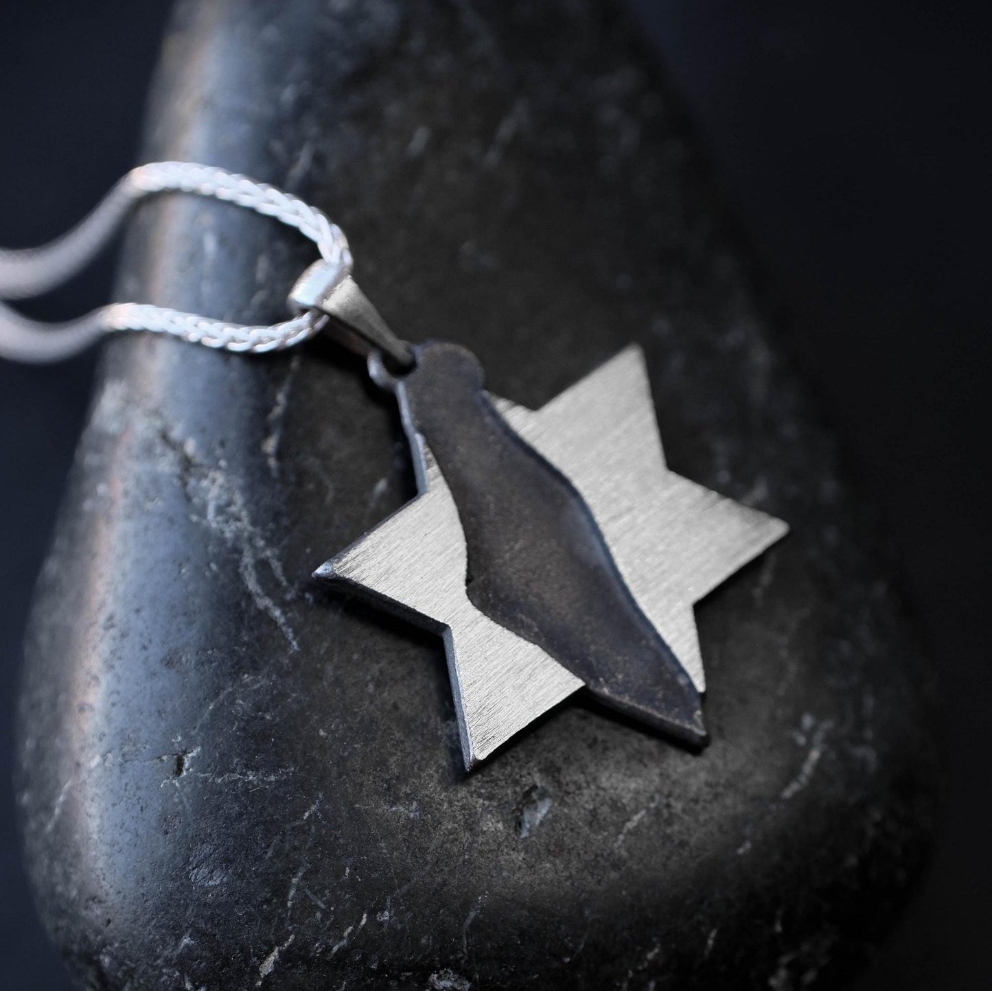 Israel Map Necklace – Silver Star of David