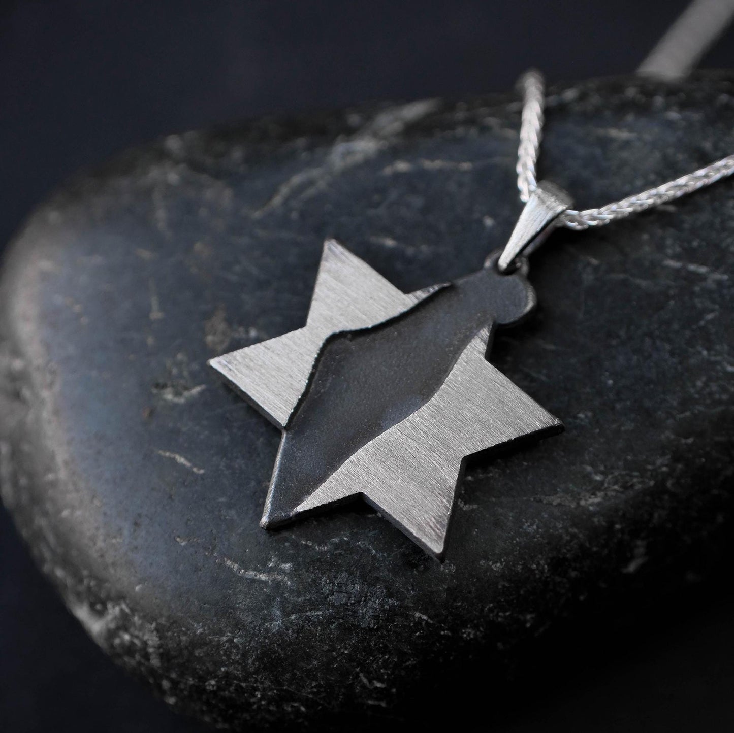 Israel Map Necklace – Silver Star of David