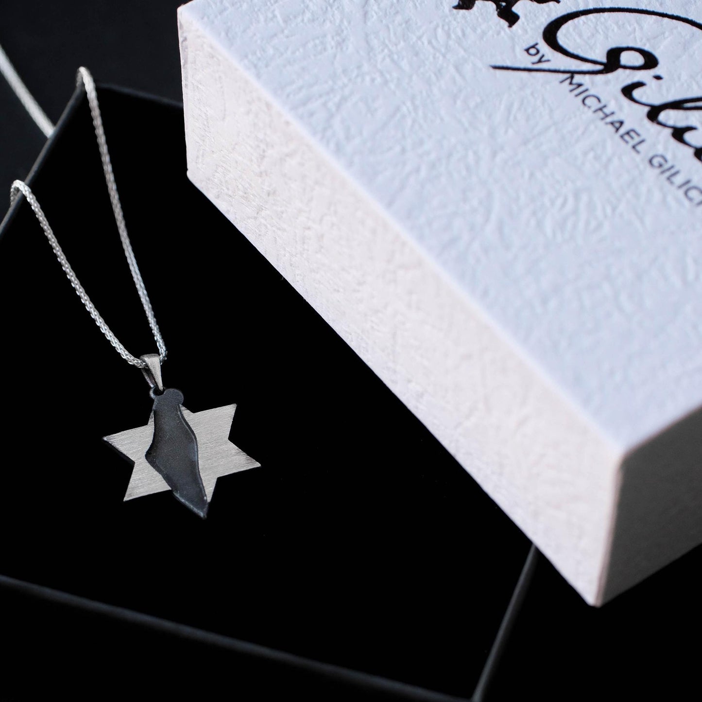 Israel Map Necklace – Silver Star of David