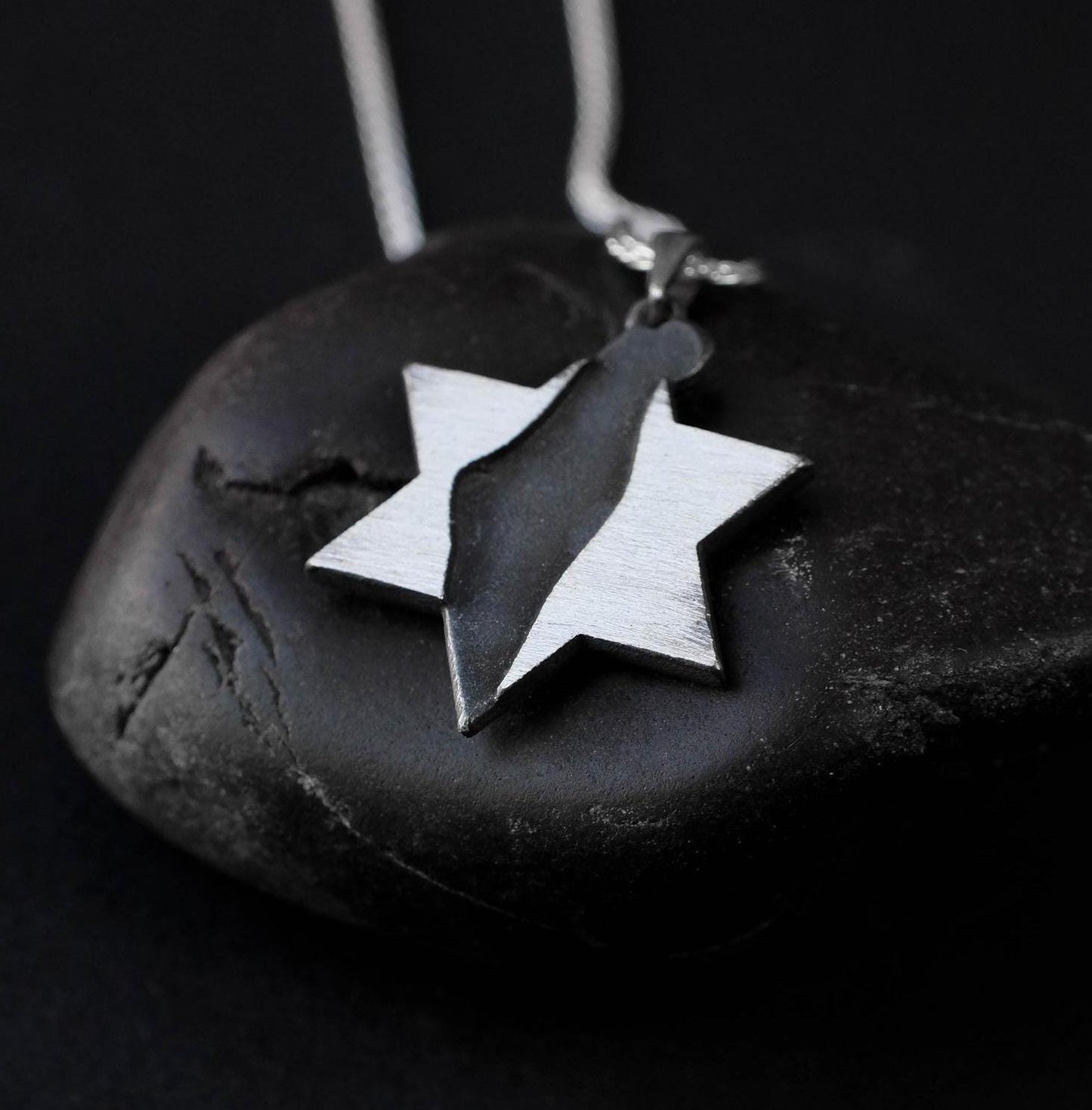 Israel Map Necklace – Silver Star of David