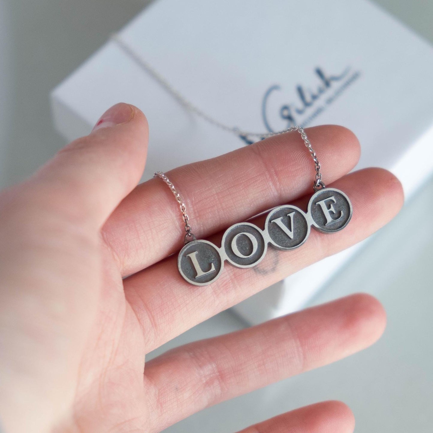Ahava Hebrew Necklace - Love Silver Pendant