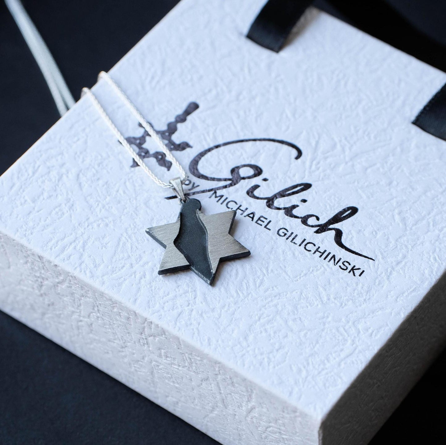Israel Map Necklace – Silver Star of David