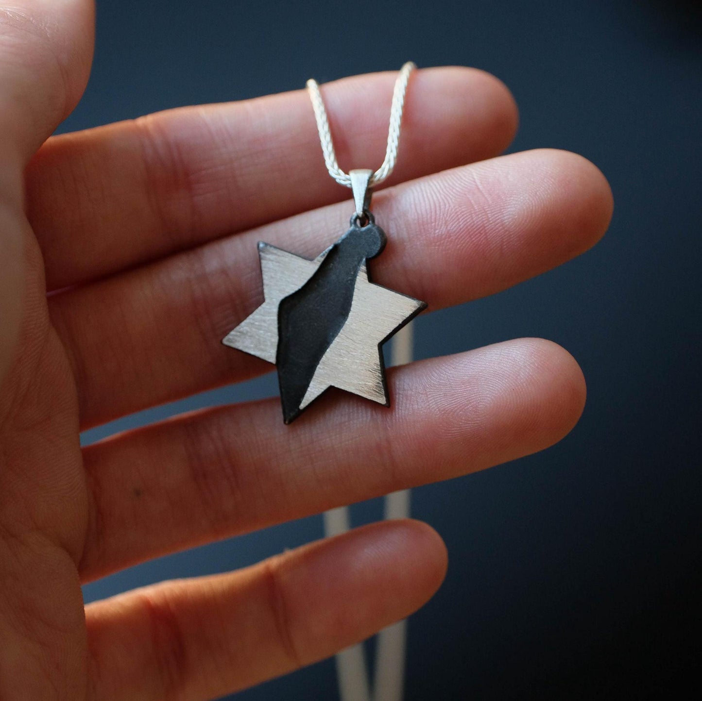 Israel Map Necklace – Silver Star of David