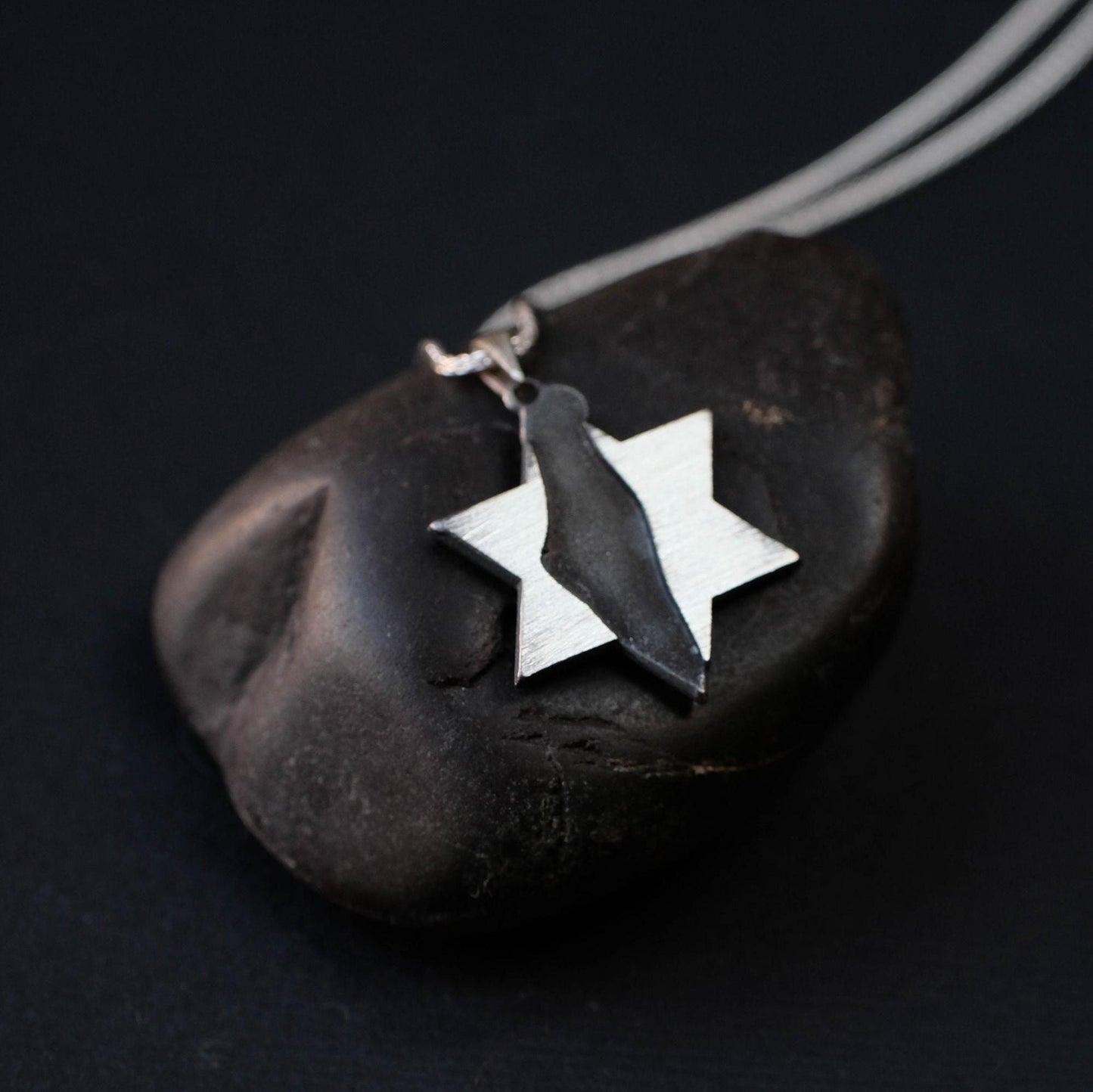 Israel Map Necklace – Silver Star of David