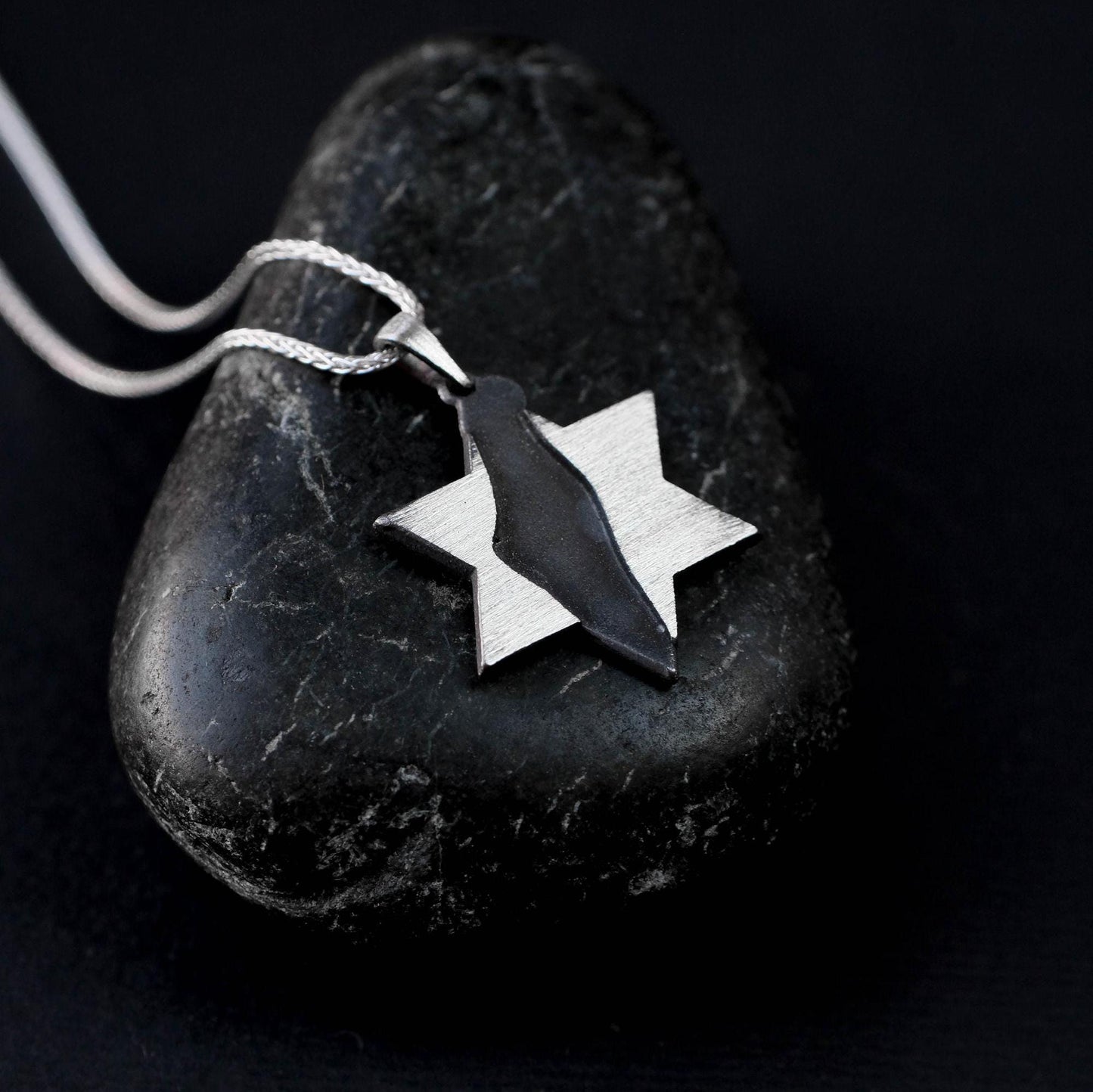 Israel Map Necklace – Silver Star of David